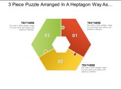 3 piece puzzle arranged in a heptagon way as seven piece with empty centre