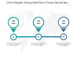 3 point infographic showing bullet points of process step with map pin points