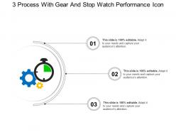 3 Process With Gear And Stop Watch Performance Icon