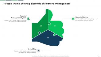 3 Puzzle Thumb Showing Elements Of Financial Management