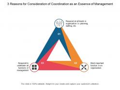3 reasons for consideration of coordination as an essence of management