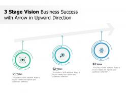 3 stage vision of business success with arrow in upward direction