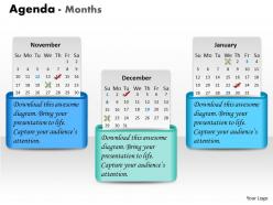 3 staged monthly business agenda diagram 0214