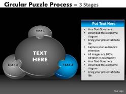 3 stages circular puzzle process powerpoint slides and ppt templates 0412