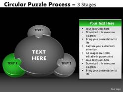 3 stages circular puzzle process powerpoint slides and ppt templates 0412