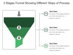 3 stages funnel showing different steps of process