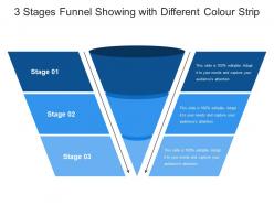 3 stages funnel showing with different colour strip