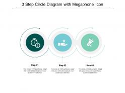 3 step circle diagram with megaphone icon