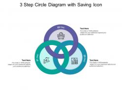 3 step circle diagram with saving icon