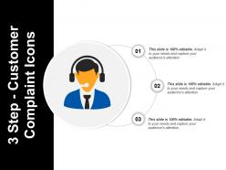 3 step customer complaint icons sample ppt presentation