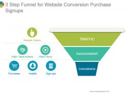 3 step funnel for website conversion purchase signups good ppt example