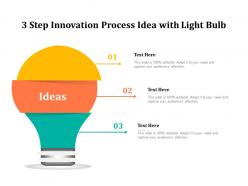 3 step innovation process idea with light bulb