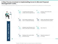 3 step process involved in implementing scrum in bid and proposal management contd ppt grid