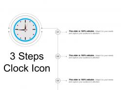 3 steps clock icon powerpoint slide deck