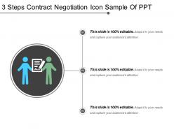3 steps contract negotiation icon sample of ppt