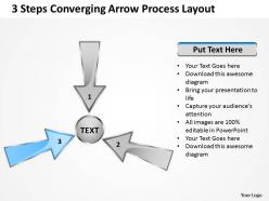3 steps converging arrow process layout circular powerpoint slides