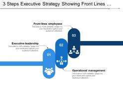 3 steps executive strategy showing front lines employees operational management leadership
