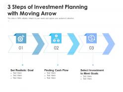 3 steps of investment planning with moving arrow
