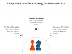 3 steps with chess piece strategy implementation icon