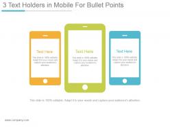 3 text holders in mobile for bullet points sample of ppt