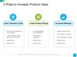 3 ways to increase product value text here ppt powerpoint presentation infographics example