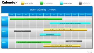 3 years project planning gantt chart 2013 calendar powerpoint slides ppt templates