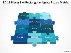 3d 12 pieces 3x4 rectangular jigsaw puzzle matrix