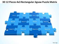 3d 12 pieces 4x3 rectangular jigsaw puzzle matrix