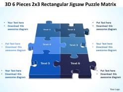 3d 6 pieces 2x3 rectangular jigsaw puzzle matrix