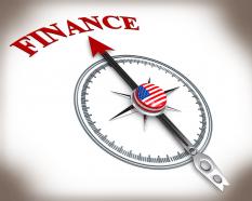 3d arrow of compass pointing on finance stock photo