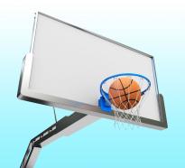 3d ball in basket ring stock photo