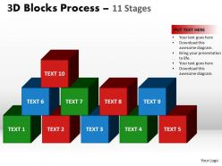 3d blocks process 11 stages powerpoint slides and ppt templates 0412