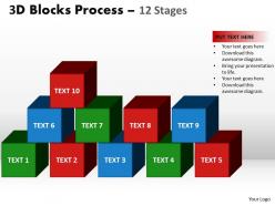 3d blocks process 12 stages powerpoint slides and ppt templates 0412