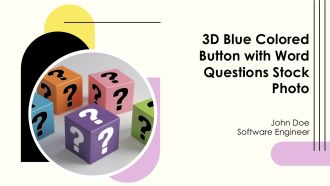 3D Blue Colored Button With Word Questions Stock Photo PPT Sample AT