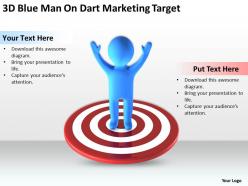 3d blue man on dart marketing target ppt graphic icon