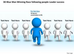 3d blue man winning race following people leader success ppt graphic icon