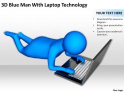 3d blue man with laptop technology ppt graphics icons powerpoint