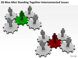 3d blue men standing together interconnected issues ppt graphics icons