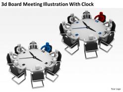 3d board meeting illustration with clock ppt graphics icons