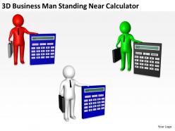 3d business man standing near calculator ppt graphics icons powerpoint
