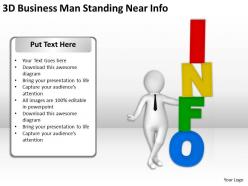 3d business man standing near info ppt graphics icons powerpoint