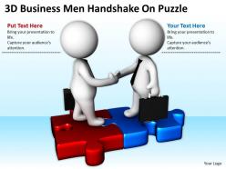 3d business men handshake on puzzle ppt graphics icons powerpoint
