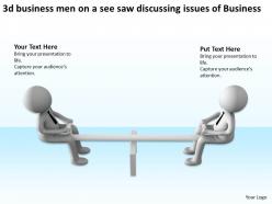 3d business men on a see saw discussing issues of Business Ppt Graphic Icon