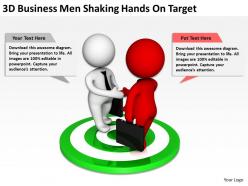 3d business men shaking hands on target ppt graphics icons