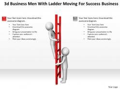 3d business men with ladder moving for success business ppt graphic icon