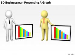 3d businessman presenting a graph ppt graphics icons powerpoint