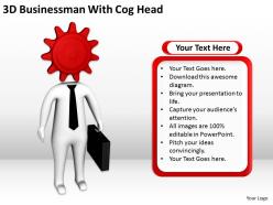 3D Businessman With Cog Head Ppt Graphics Icons Powerpoint