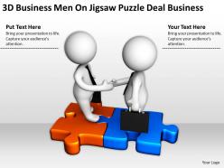 3d businessmen on jigsaw puzzle deal business ppt graphics icons powerpoin