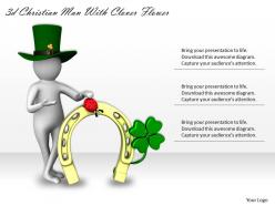 3d christian man with clover flower ppt graphics icons powerpoint
