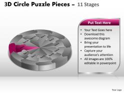 3d circle puzzle diagram 11 stages slide layout 5